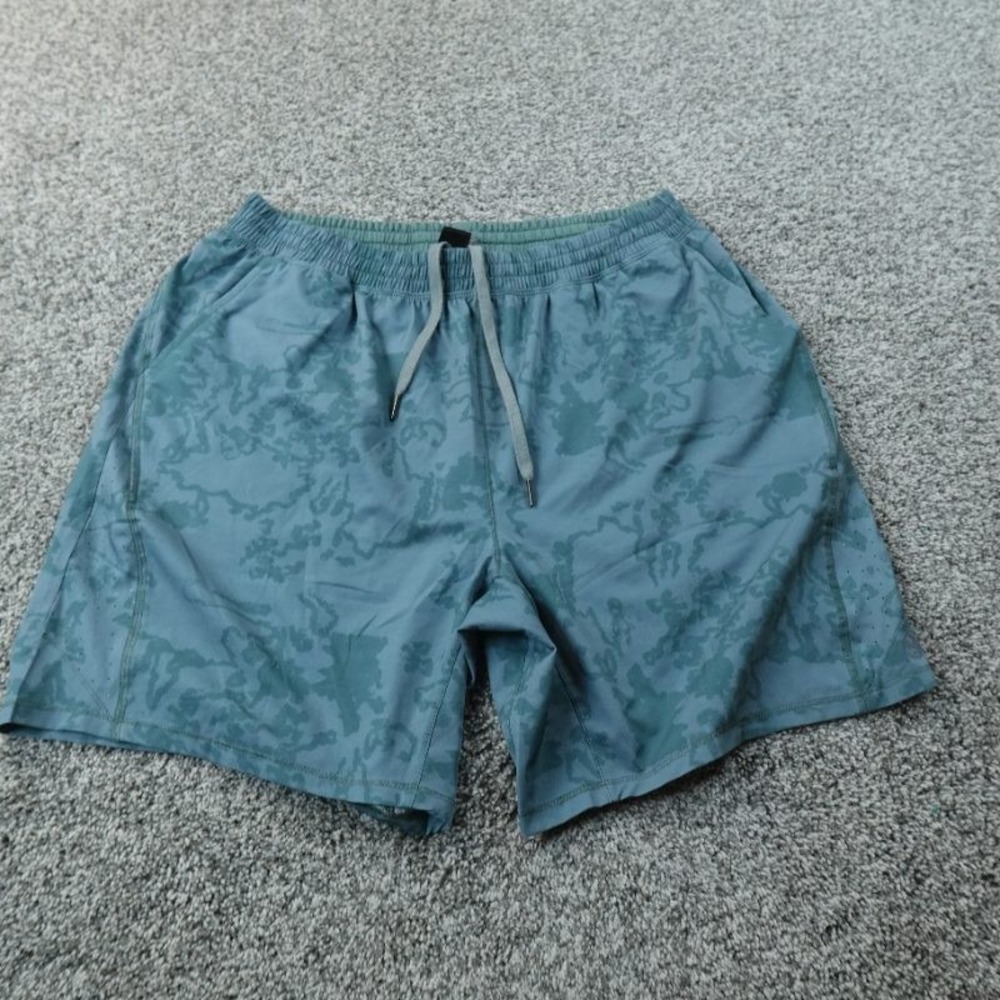 Tasc Shorts Mens XL Blue Athletic Performance Drawstring Gym Workout Stretch